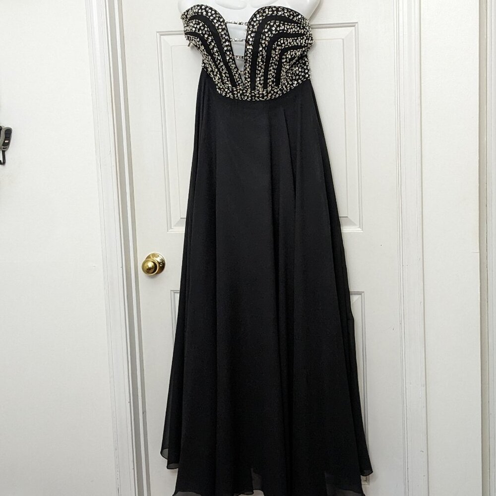 Grace Karin Black Strapless Beaded Prom Dress